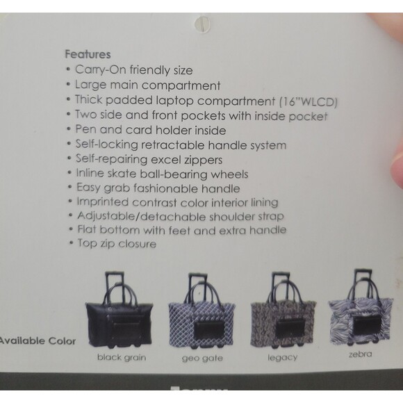 NWT Calpak Zany 21" Laptop   Carry On Luggage Bag Zebra 21X14X8.5" Easy Carry - Picture 9 of 11